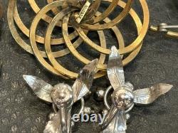 Vtg Gold Fill & Rhinestone Brooch Necklace Screw Back Pierced Earrings 61 Grams