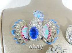Vtg High End Rare 4 Brooch Pins, Jelly Belly, 3 Signed As Is Missing Stones