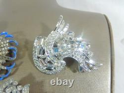 Vtg High End Rare 4 Brooch Pins, Jelly Belly, 3 Signed As Is Missing Stones