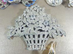 Vtg High End Rare 4 Brooch Pins, Jelly Belly, 3 Signed As Is Missing Stones