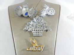 Vtg High End Rare 4 Brooch Pins, Jelly Belly, 3 Signed As Is Missing Stones Vtg High End Rare 4 Brooch Pins, Jelly Belly, 3 Signed As Is Missing Stones