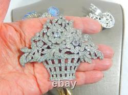 Vtg High End Rare 4 Brooch Pins, Jelly Belly, 3 Signed As Is Missing Stones