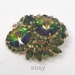 Vtg JULIANA D&E WATERMELON TOURMALINE GREEN RIVOLI Brooch