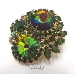 Vtg JULIANA D&E WATERMELON TOURMALINE GREEN RIVOLI Brooch