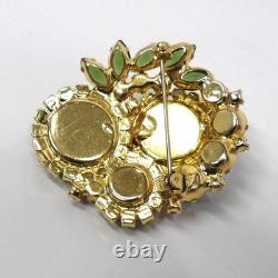 Vtg JULIANA D&E WATERMELON TOURMALINE GREEN RIVOLI Brooch