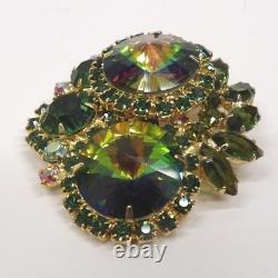 Vtg JULIANA D&E WATERMELON TOURMALINE GREEN RIVOLI Brooch