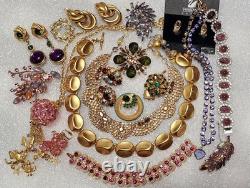 Vtg Jewelry Lot 19pc Swarovski Florenza Suzanne Bjontagard Kirks Folly C547