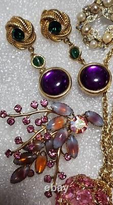 Vtg Jewelry Lot 19pc Swarovski Florenza Suzanne Bjontagard Kirks Folly C547