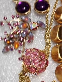 Vtg Jewelry Lot 19pc Swarovski Florenza Suzanne Bjontagard Kirks Folly C547