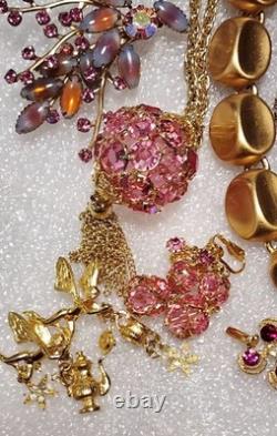Vtg Jewelry Lot 19pc Swarovski Florenza Suzanne Bjontagard Kirks Folly C547