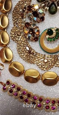 Vtg Jewelry Lot 19pc Swarovski Florenza Suzanne Bjontagard Kirks Folly C547