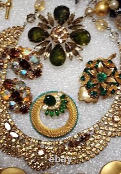 Vtg Jewelry Lot 19pc Swarovski Florenza Suzanne Bjontagard Kirks Folly C547