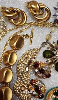 Vtg Jewelry Lot 19pc Swarovski Florenza Suzanne Bjontagard Kirks Folly C547