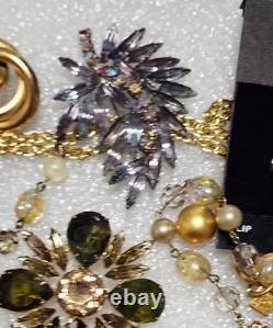 Vtg Jewelry Lot 19pc Swarovski Florenza Suzanne Bjontagard Kirks Folly C547
