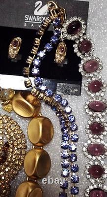 Vtg Jewelry Lot 19pc Swarovski Florenza Suzanne Bjontagard Kirks Folly C547