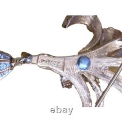 Vtg Jomaz Pearls Diamond Paste White Rhinestone Gold Tone Leaf Brooch Pin Signed