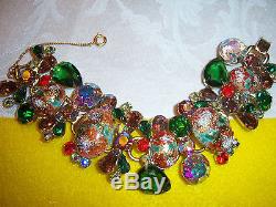 Vtg Juliana D&e Easter Egg Rhinestone Necklace Bracelet Brooch Earring Set