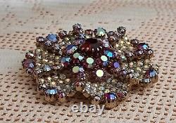 Vtg Juliana DeLizza & Elster D&E SCALLOPED BROOCH RHINESTONE Large Ruffle Pin