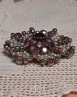 Vtg Juliana DeLizza & Elster D&E SCALLOPED BROOCH RHINESTONE Large Ruffle Pin