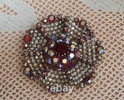 Vtg Juliana DeLizza & Elster D&E SCALLOPED BROOCH RHINESTONE Large Ruffle Pin