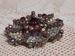 Vtg Juliana DeLizza & Elster D&E SCALLOPED BROOCH RHINESTONE Large Ruffle Pin