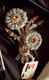 Vtg Landau Orange Clear Rhinestone Floral Brooch Pin Silver Tone NWT $169