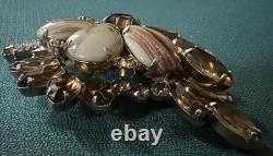 Vtg Magnificent Juliana D&e Brooch Copper Fluss Glass & Cognac Rhinestones