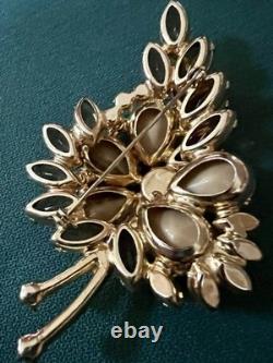 Vtg Magnificent Juliana D&e Brooch Copper Fluss Glass & Cognac Rhinestones