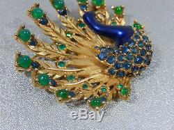 Vtg Marcel Boucher Signed And Numbered Peacock Gp Rhinestone Brooch Pin