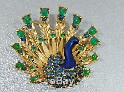 Vtg Marcel Boucher Signed And Numbered Peacock Gp Rhinestone Brooch Pin
