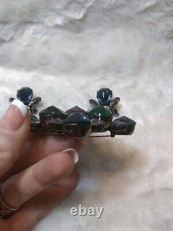 Vtg RARE Schreiner New York Rhinestone Pin Brooch Earrings Set Stunning Massive