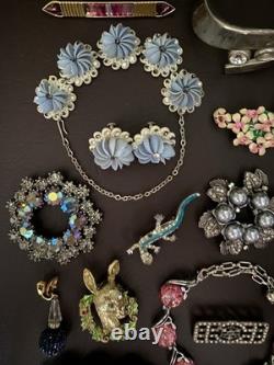 Vtg REPAIR RESTORE Rhinestone Some Signed Brooch Necklace Bracelet Lot