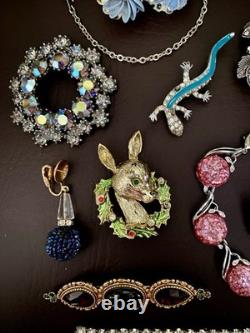 Vtg REPAIR RESTORE Rhinestone Some Signed Brooch Necklace Bracelet Lot