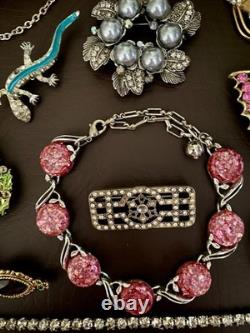 Vtg REPAIR RESTORE Rhinestone Some Signed Brooch Necklace Bracelet Lot