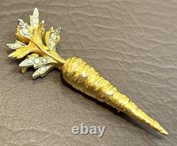 Vtg Rare NETTIE ROSENSTEIN Signed Mid Century Carrot Rhinestone Brooch Pin