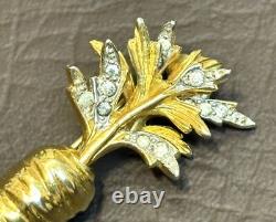 Vtg Rare NETTIE ROSENSTEIN Signed Mid Century Carrot Rhinestone Brooch Pin