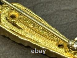 Vtg Rare NETTIE ROSENSTEIN Signed Mid Century Carrot Rhinestone Brooch Pin