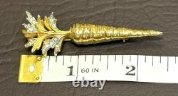 Vtg Rare NETTIE ROSENSTEIN Signed Mid Century Carrot Rhinestone Brooch Pin