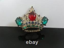 Vtg Rare Sterling Coro Pegasus Signed Jeweled Crown Brooch Adolphe Katz 1940s