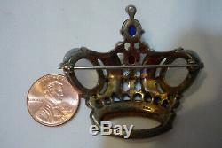 Vtg. Rhinestone Brooch Jelly Belly Signed Crown Trifari Sterling Silver Alfred P