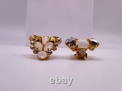 Vtg Schreiner NY Rare 3 Deminsional Layered Suspended Setting Brooch & Earrings