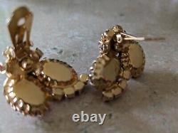 Vtg Schreiner Regency Style Rhinestone Layered Brooch Earrings Set
