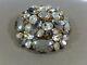 Vtg Schreiner Unsigned Gray Glass And Rhinestone Layered Dome Brooch