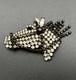 Vtg Signed BAUER Articulated Horse Head Brooch Moving Mane Bridle Rhinestone Pin