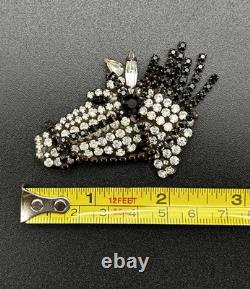 Vtg Signed BAUER Articulated Horse Head Brooch Moving Mane Bridle Rhinestone Pin