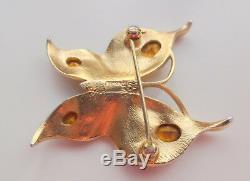 Vtg Signed Crown Trifari Clear Rhinestone Butterfly Pin Brooch