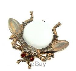 Vtg TRIFARI Jelly Belly CLEAR Lucite Sterling MEDIUM FLY Figural Pin Brooch
