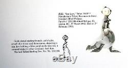 Vtg TRIFARI Jelly Belly Rhinestone Sterling SEA LION Figural Brooch Pin BK PC