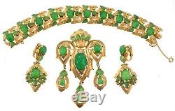 Vtg TRIFARI Jewels of India Triple Drop Brooch Pin Bracelet Dangle Earrings