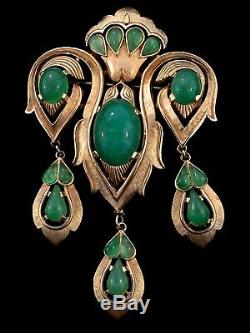 Vtg TRIFARI Jewels of India Triple Drop Brooch Pin Bracelet Dangle Earrings